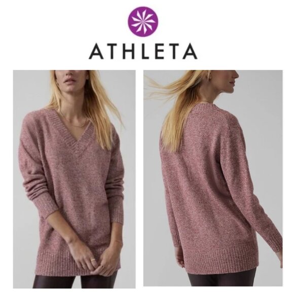 Athleta Vital V-Neck Tunic Wool and Cashmere Sweater (Size...